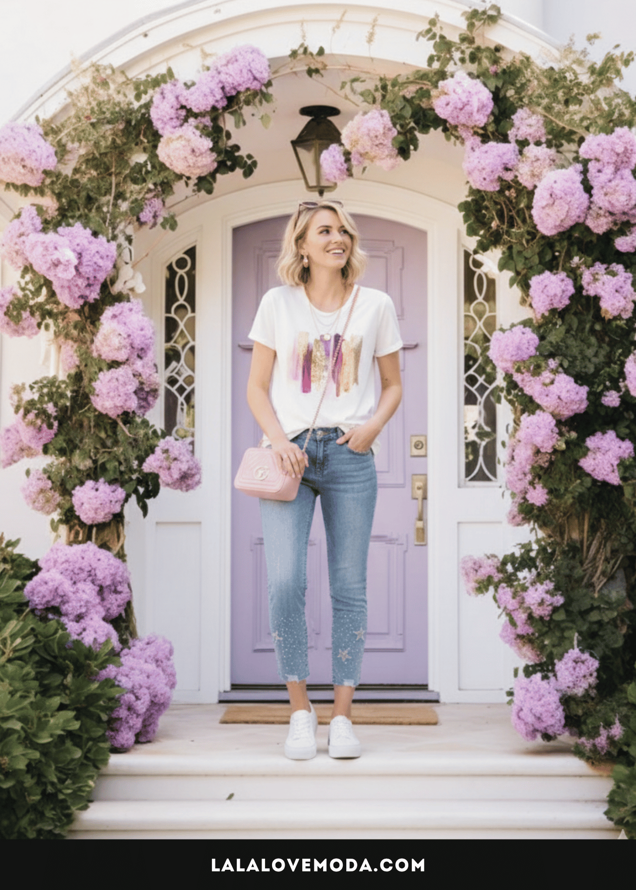 fashionable tops wo wea with jeans - graphic white tshirt with sequin