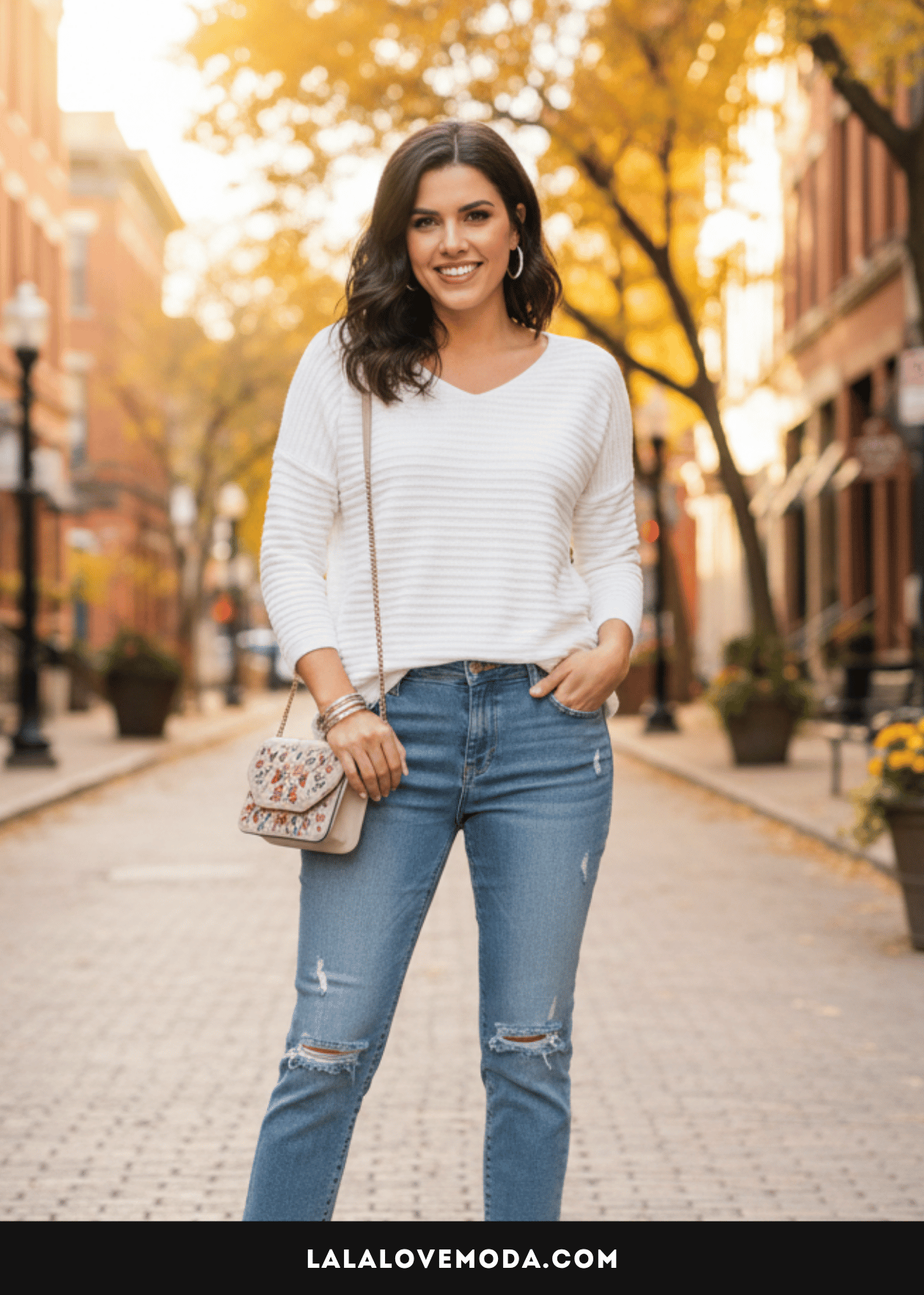 trendy tops with jeans white long sleeve sweater