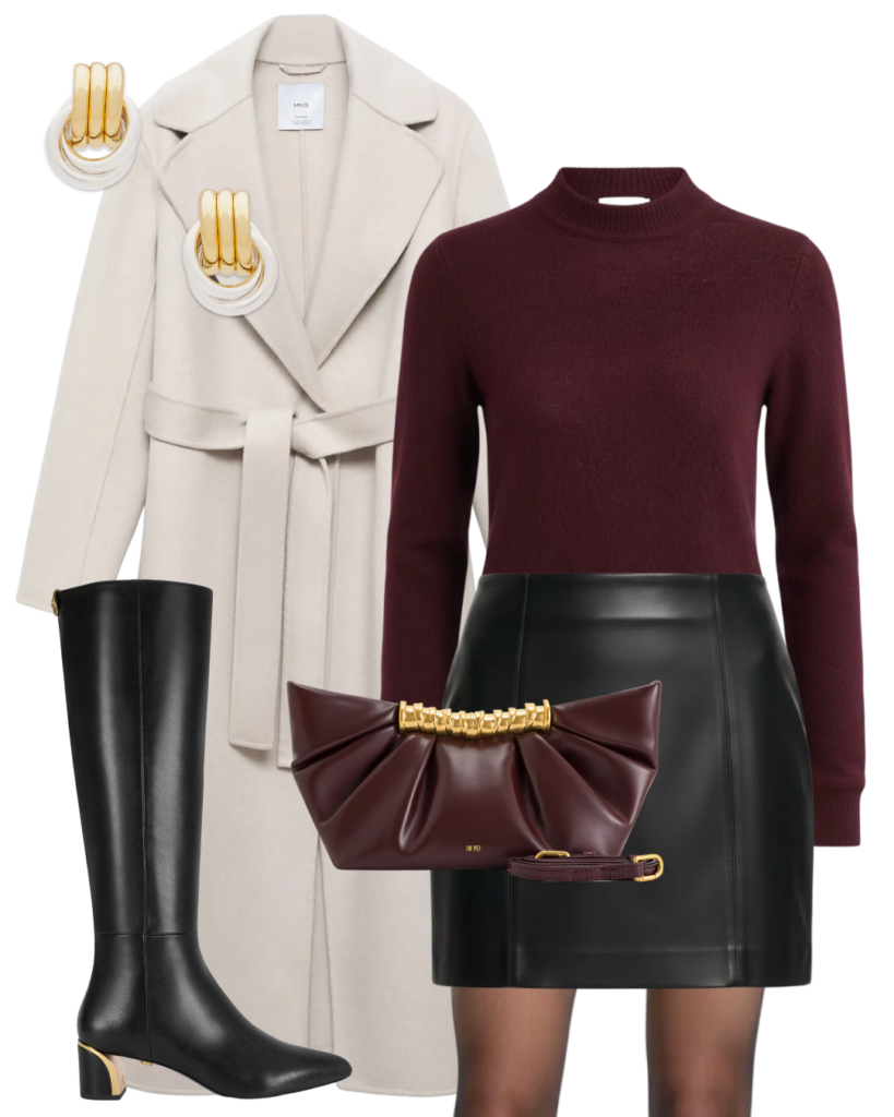 how to style leather skirt in winter - winter going out outfits